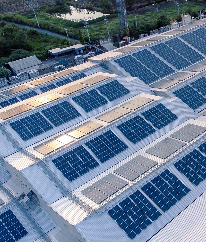 aerial view solar roof factory eco environment